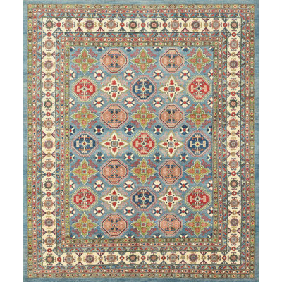 Tapis oriental en laine noué à la main bleu Nabeel