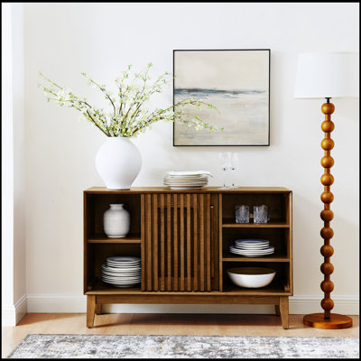 Elegant Farmhouse Fluted Sideboard With Ample Storage, Ideal For Modern And Vintage Decor In Various Rooms