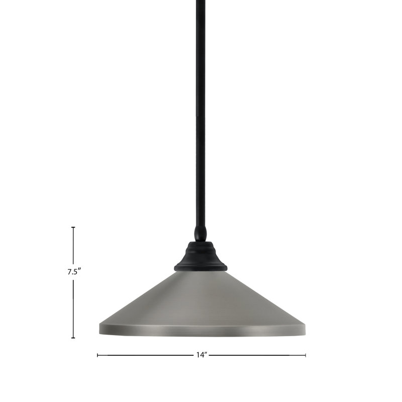 Tout luminaire suspendu suspendu au fini noir mat avec abat-jour conique en métal graphite 14 po