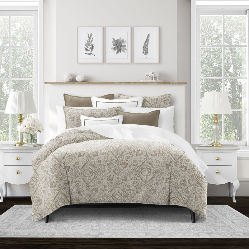 Orange Duvet Cover Set, Twin Duvet Cover+1 Standard Sham+2 Throw Pillows, Grey Abstract