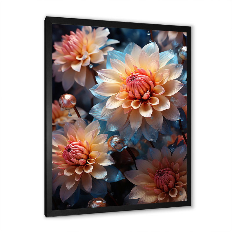 Meadow Chrysanthemum Charm - Floral & Botanical Canvas Art Print, Cadre photo noir, H 20 po x l 12 po x P 1 po