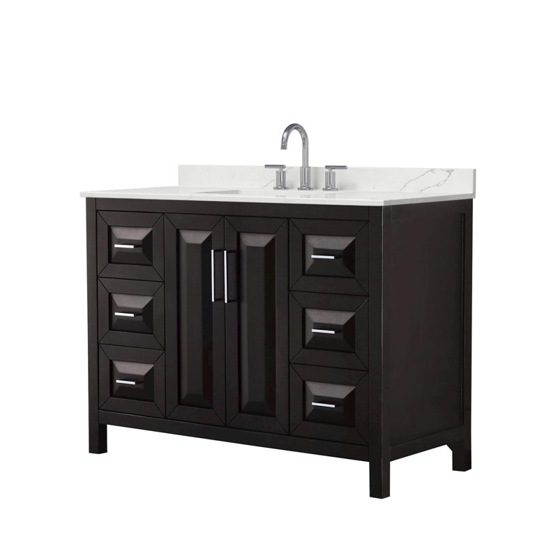 Daria 48 in. Vanity, White Quartz, Brown, Polished Chrome