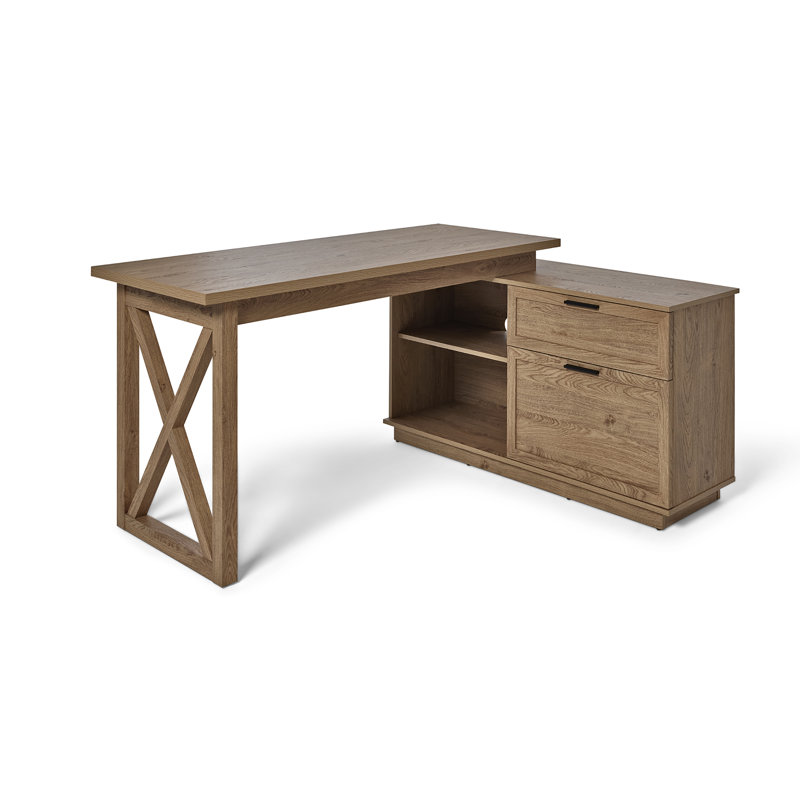 Bureau en L avec armoire de rangement 59,05 "CHALET, Chêne Montana