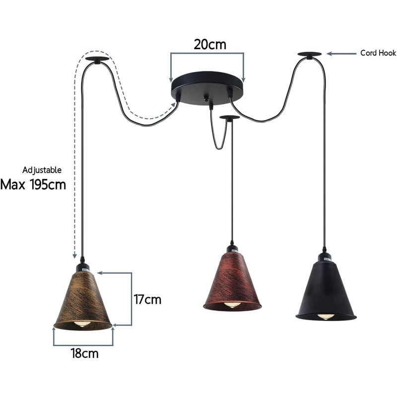 3 - Light Mixed Cone Pendant, Yes
