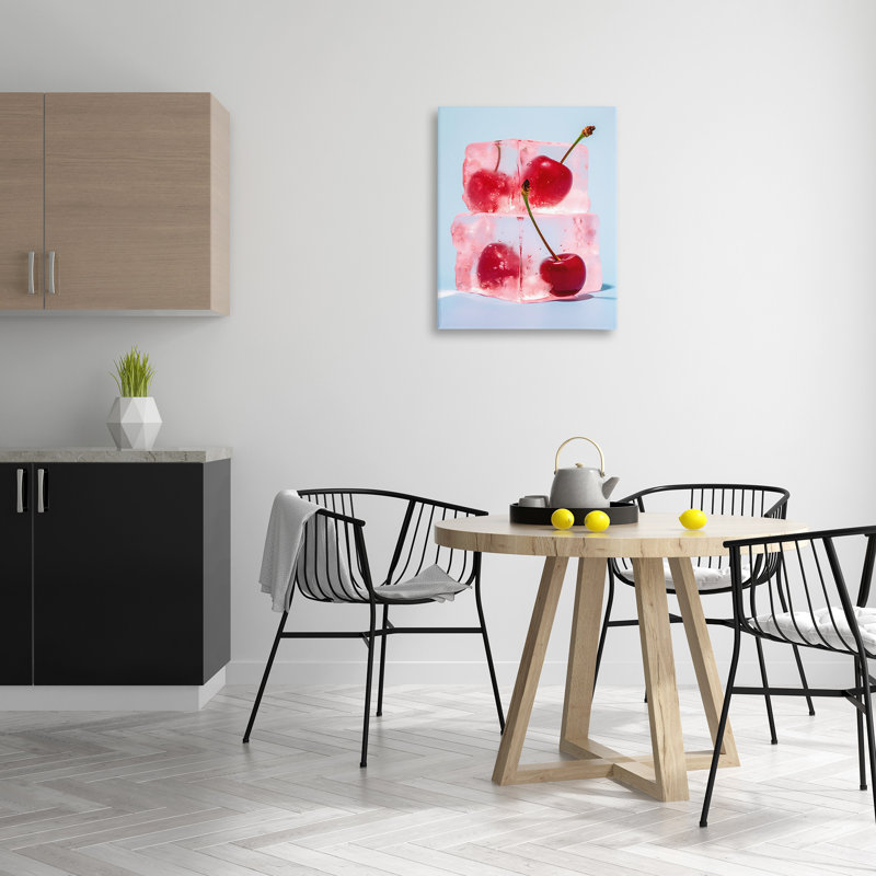 «Cherry Ice Cubes», art mural sur toile par RB, H 30 po x l 24 po