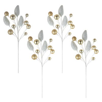 24"H Silver Pinecone Christmas Picks