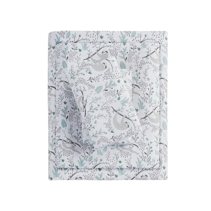 Ensemble de draps en flanelle de coton Gracie Mills Atticus, Ensemble de draps pour lit simple avec 1 taie d'or