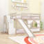 Lit mezzanine simple bas avec tablettes, escaliers, glissade et lumières DEL-1101880233