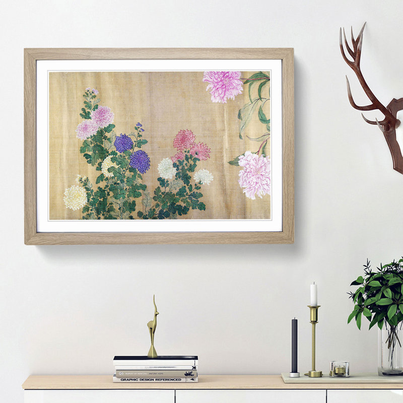 One Hundred Flowers Vol.3 by Yun Shouping - Picture Frame Painting Print, 27cm H x 36cm W x 2cm D, Oak Framed