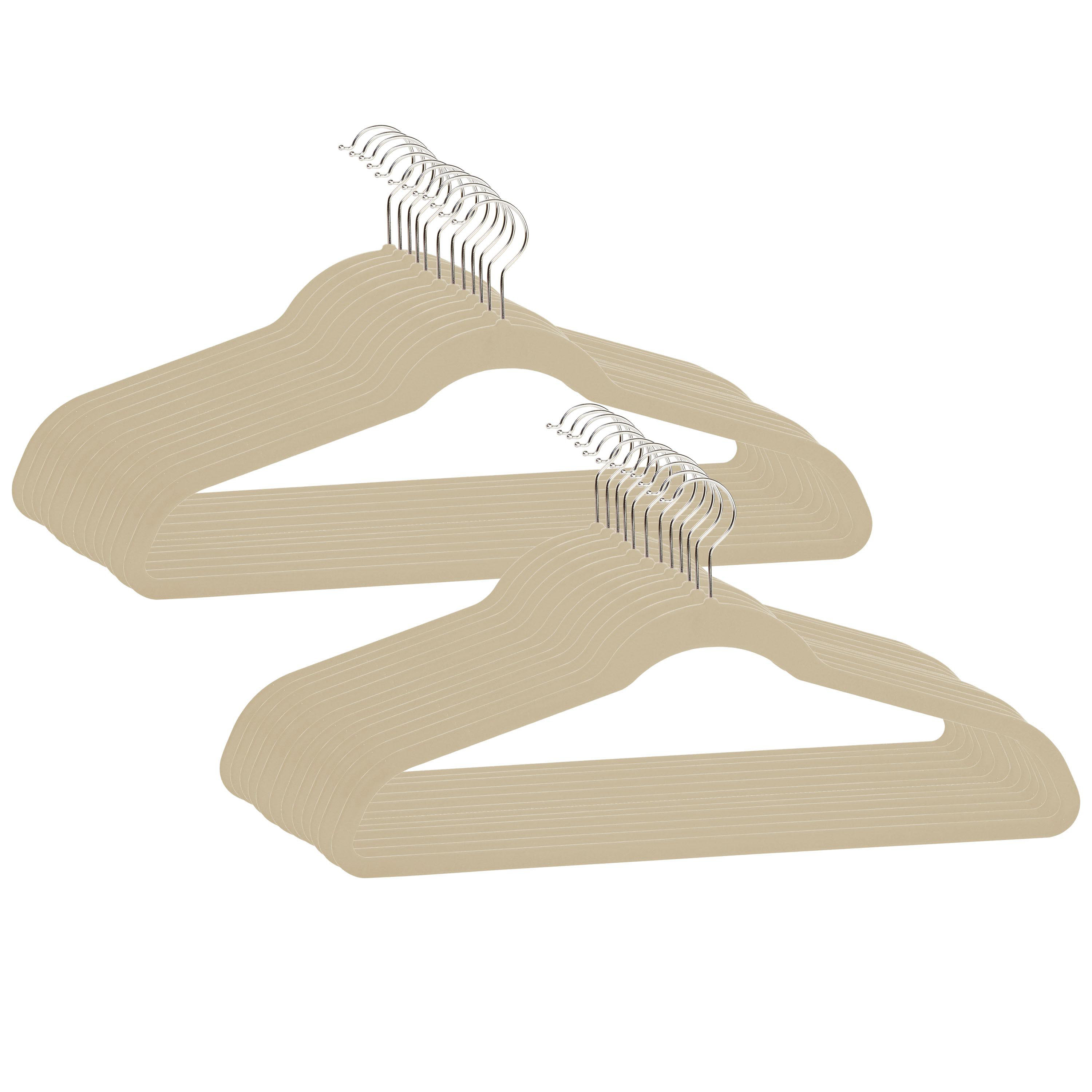 Velvet Hangers, Non Slip Standard Clothes Hanger Set, Heavy Duty Ivory Hangers (Set of 100) Rebrilliant Color: Beige
