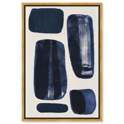 Blue Shapes Canvas Midcentury Abstract by Art Remedy