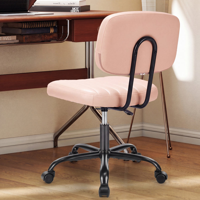 Fauteuil de bureau pivotant avec dossier Duthill, Rose