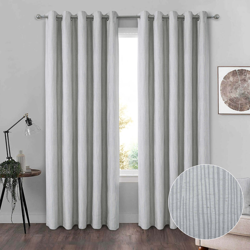 Leetta Linen Look Lined Eyelet Curtains, 229 W x 229 D cm, Grey