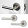 Arc Privacy Door Lever with Push Button and Round Rosette