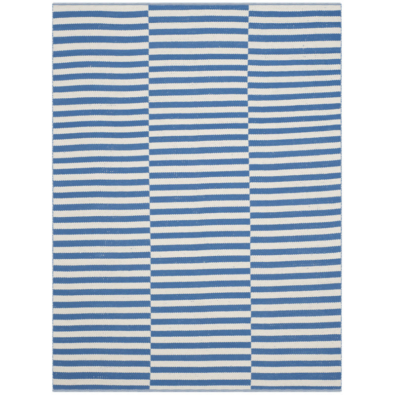 Dunkin Striped Cotton Hand Woven Area Rug, Rectangle 152 x 213cm
