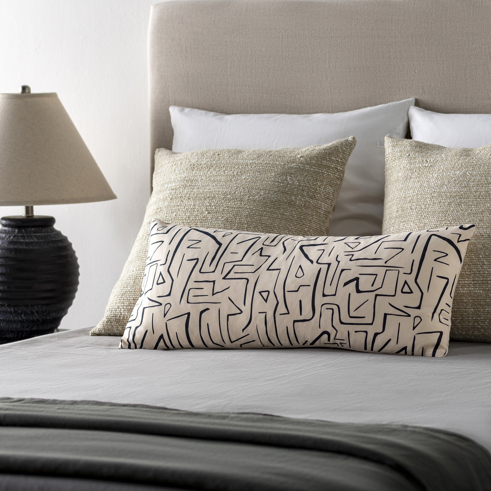 Upton 30" x 12" Cotton Pillow Cover, Polyester