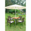 Ensemble de table de salle à manger toutes saisons 5 pièces, ensemble de conversation pour patio avec trou pour parasol et extérieur en rotin