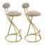 Ensemble de 2 tabourets de bar ronds en velours moderne rembourrés en velours pour salle à manger (or et rayures)-454921704
