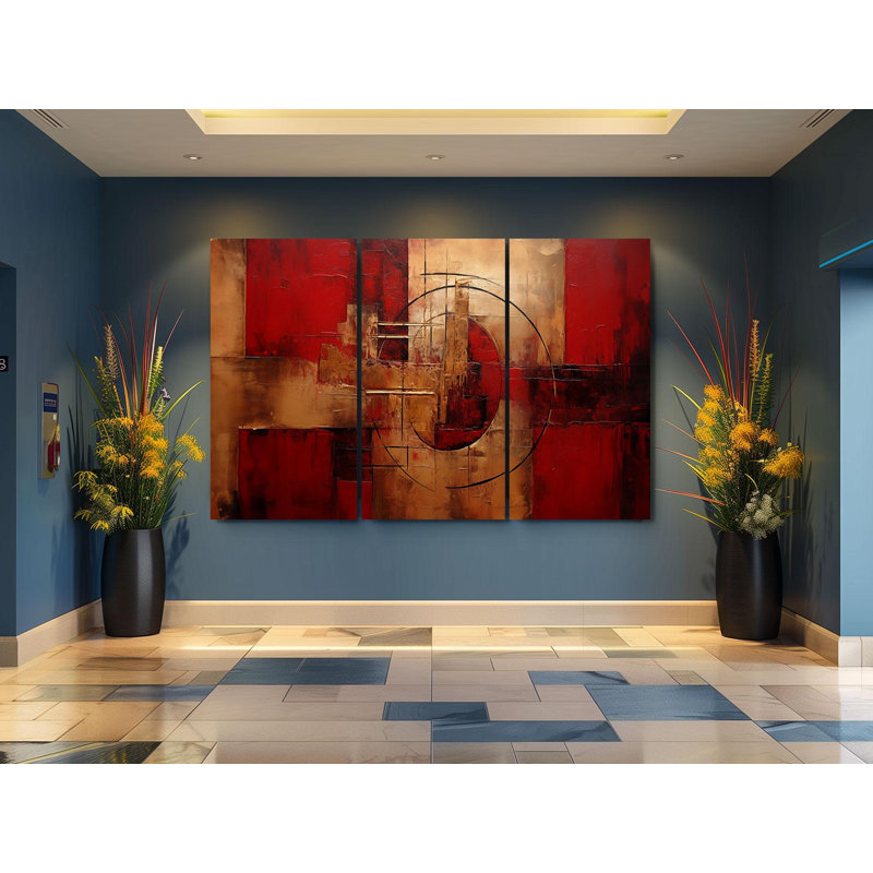 Reproduction d'art sur toile, "Triptych", H 36 po x l 72 po