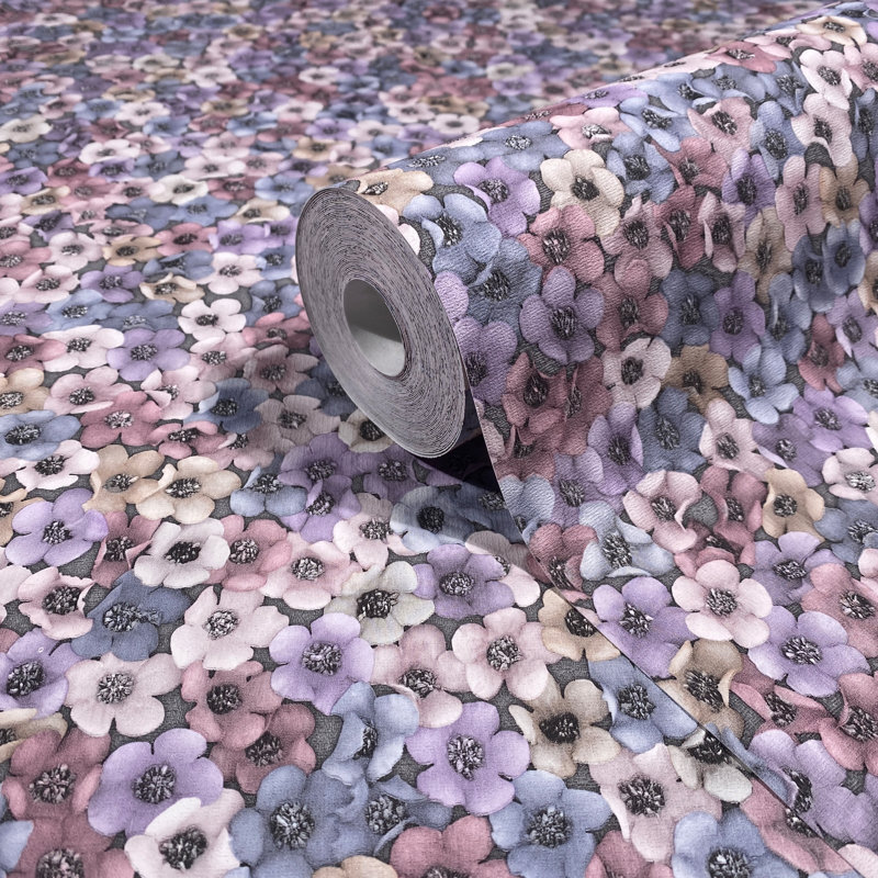 Galerie Fashion Icon Floral Wallpaper, Purple