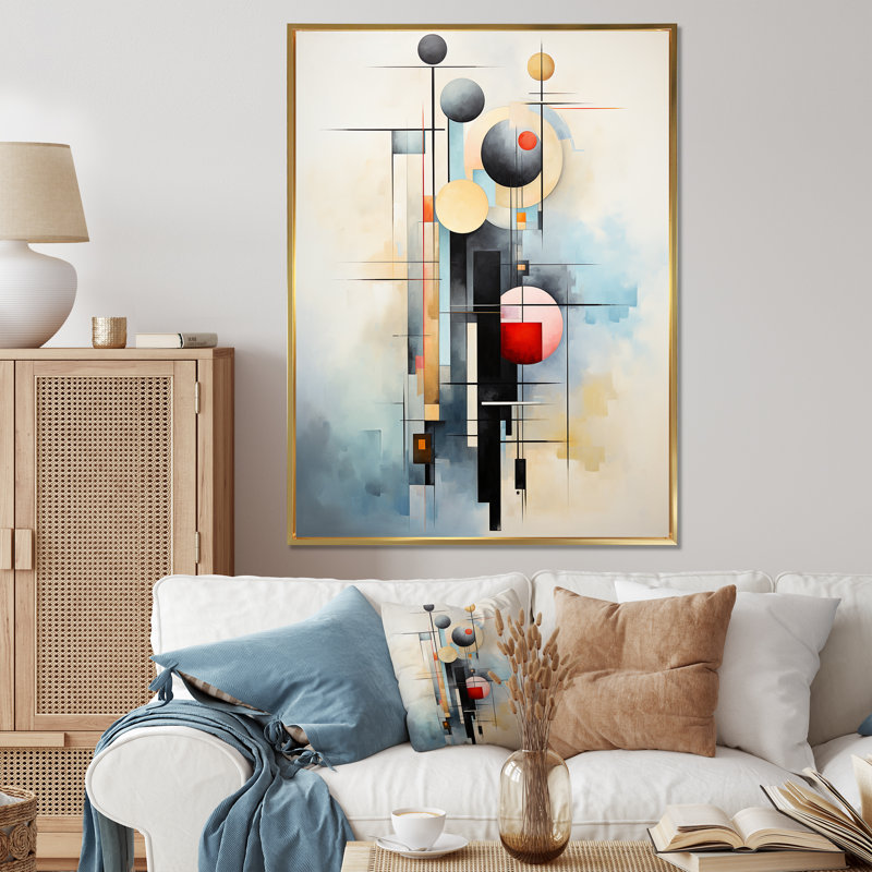 Impression abstraite sur toile Jaculine, H 32 po x l 24 po x P 1 po, Cadre flottant doré