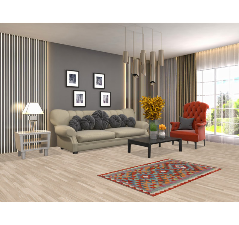 Tapis réversible en laine South Western Kilim 3 x 4