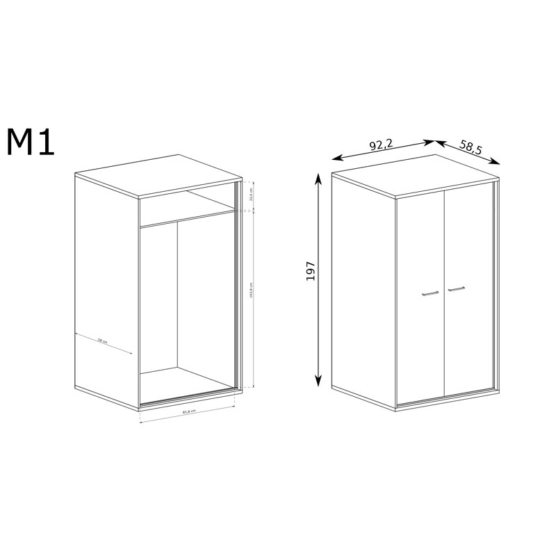 Tamye 2 Door Laminate Wardrobe