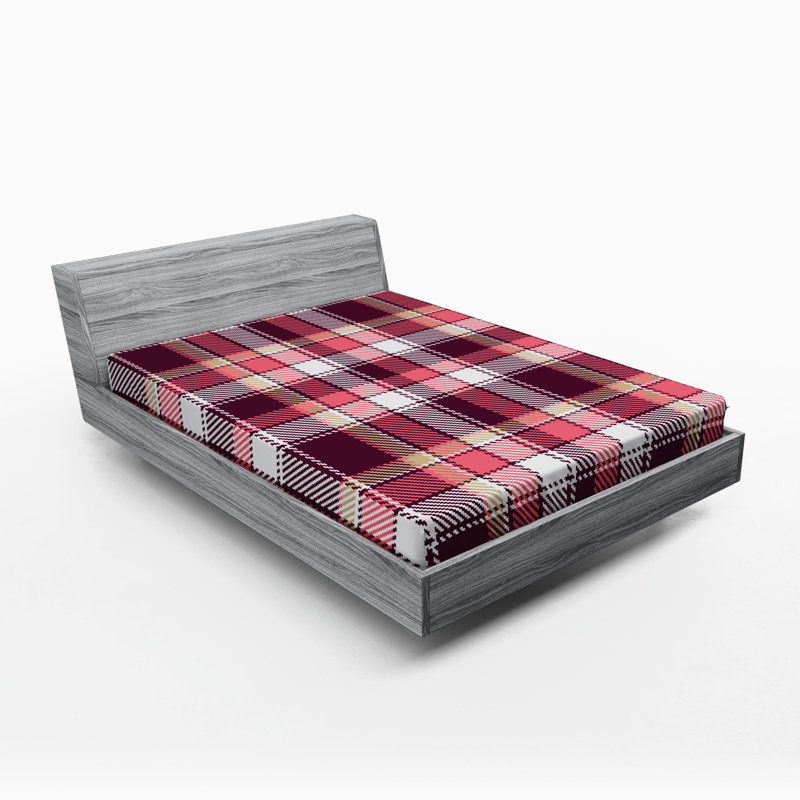 Microfiber Plaid Fitted Sheet, Queen Fitted Sheet, Brown/Pink Plaid 4