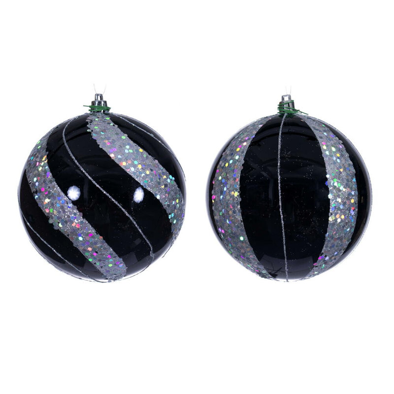 Vickerman Pearl Sequin Ball Ornament Assortment., Black Pearl, 4.75" H x 4.75" W x 4.75" D