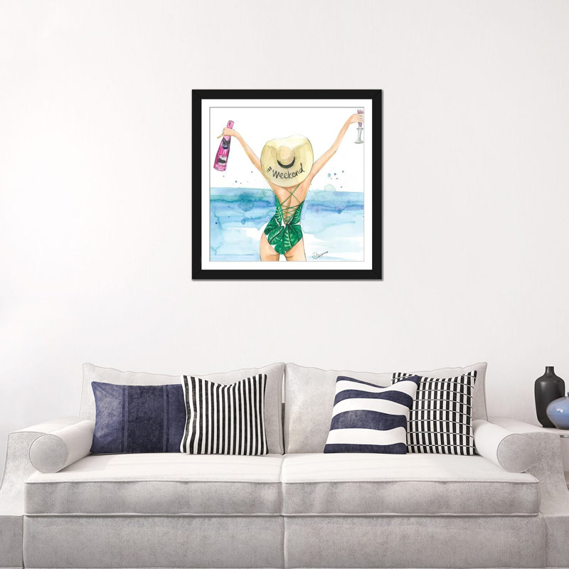 Weekends, reproduction d'art sur toile tendue, H 24 po x l 24 po x P 1 po, Papier avec cadre noir, Blanc