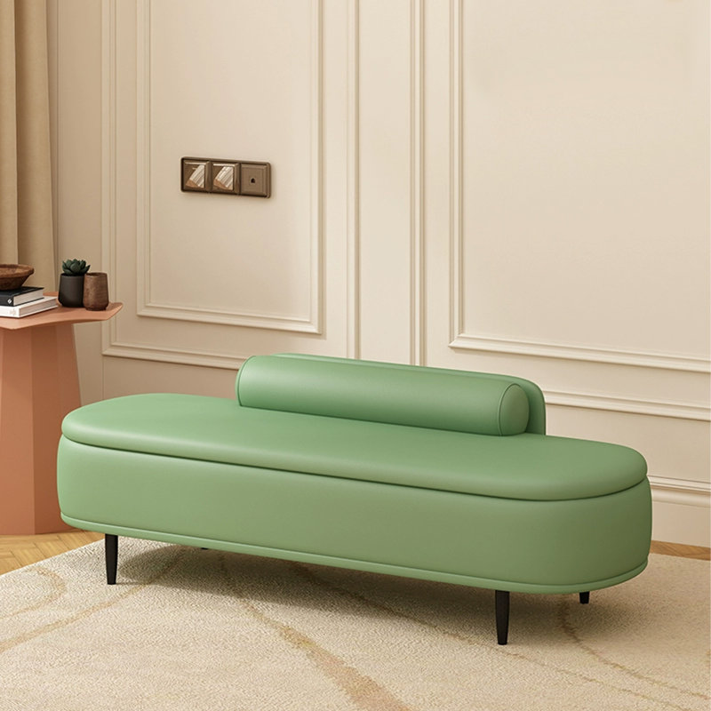 Banc en similicuir massif et en bois massif résistant aux égratignures pour salon et chambre à coucher Minimalist, Vert clair