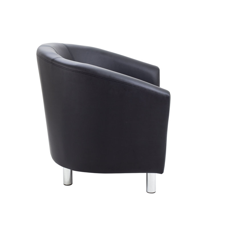 Pyrmont Faux Leather Barrel Chair, Black
