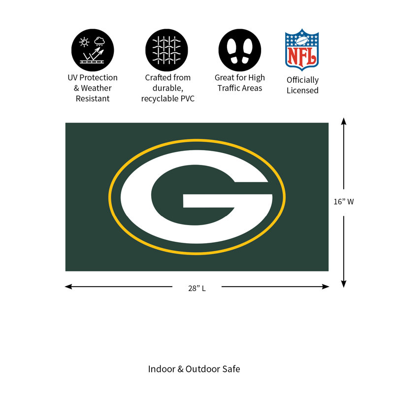 Tapis en PVC pleine couleur, 16 po x 28 po, Green Bay Packers