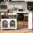 White Kitchen Island With Led Lights, Power Outlets, Spacious Storage Compartment Medium Width Lights - Outlet, Fluted Glass Door, Cabinet,-1694430396