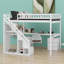 Lit mezzanine avec commode, bureau et bande lumineuse-375087765