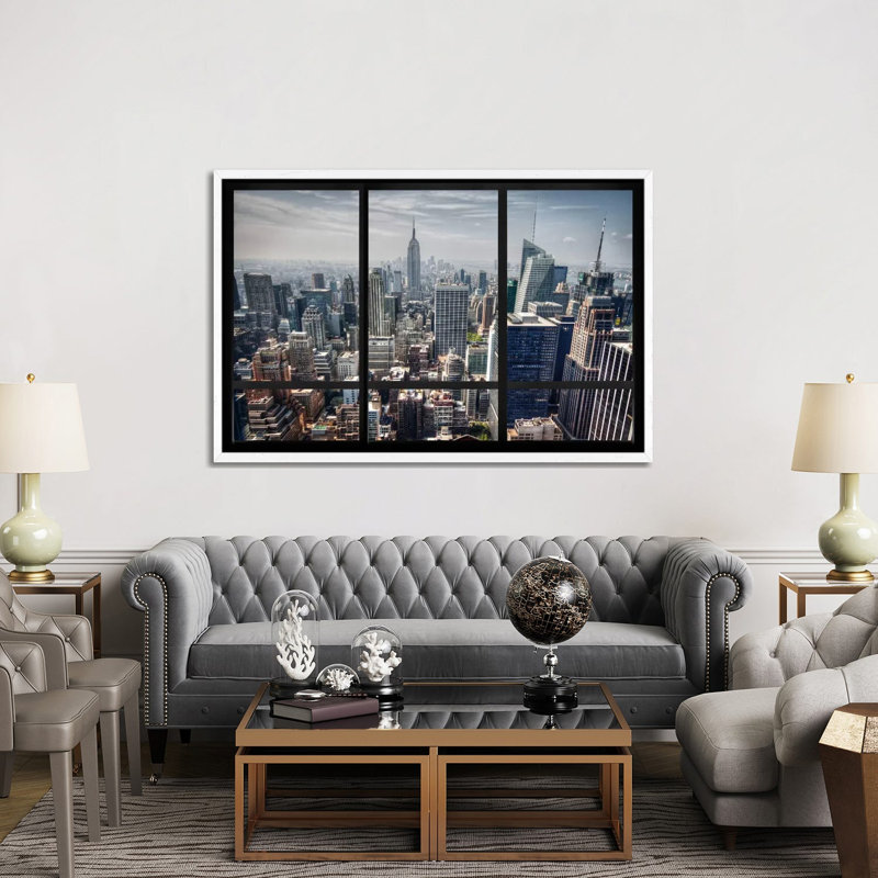 Print on Canvas, White Framed, 152.5 cm H x 101.5 cm W x 4.445 cm D