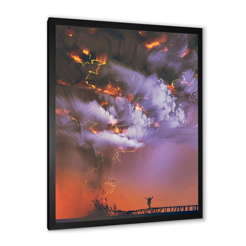 «Video Game Dramatic Lightning Storm», reproduction de cadre photo sur toile, H 20 po x l 12 po x P 1 po, Cadre noir