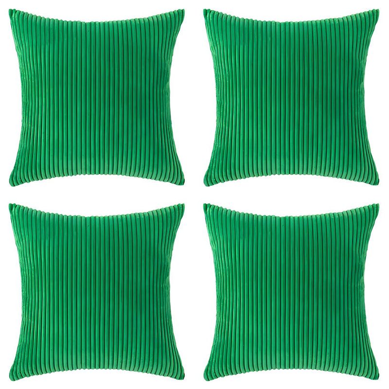 Coussin en velours côtelé réversible Corduroy, Vert foncé
