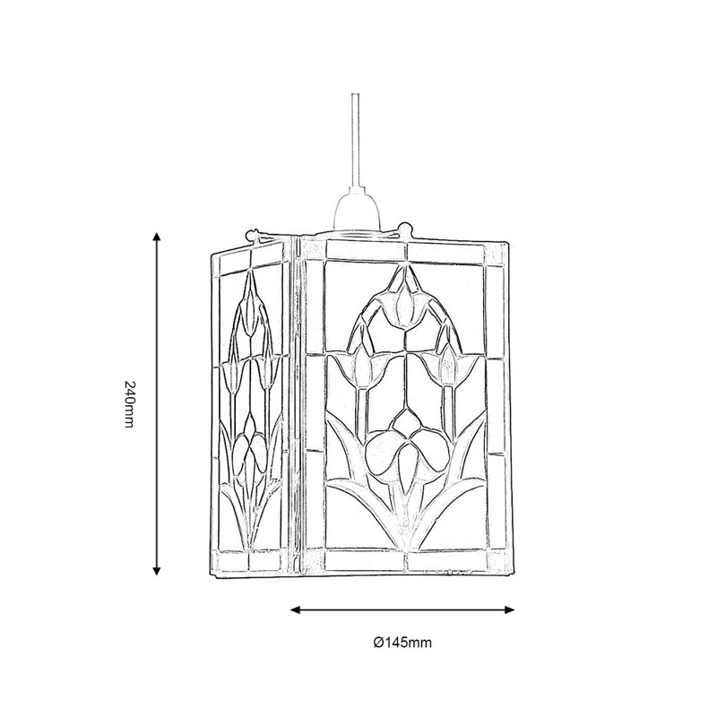 24cm H Glass Square Pendant Shade ( Screw On ) in Yellow