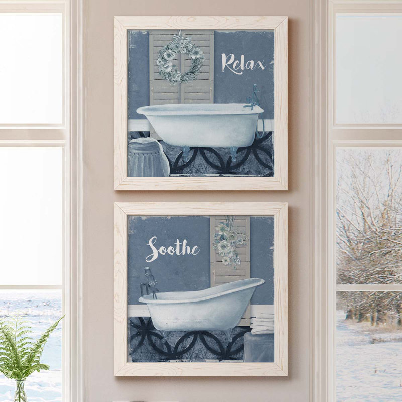 Relax - ensemble de 2 impressions sur toile, Toile blanche encadrée, H 17 po x l 34 po x P 1,5 po