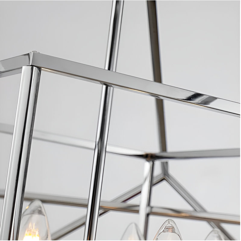 Lustre géométrique à 6 lumières Burkeville, Chrome, H 38 po x l 30 po x P 28 po
