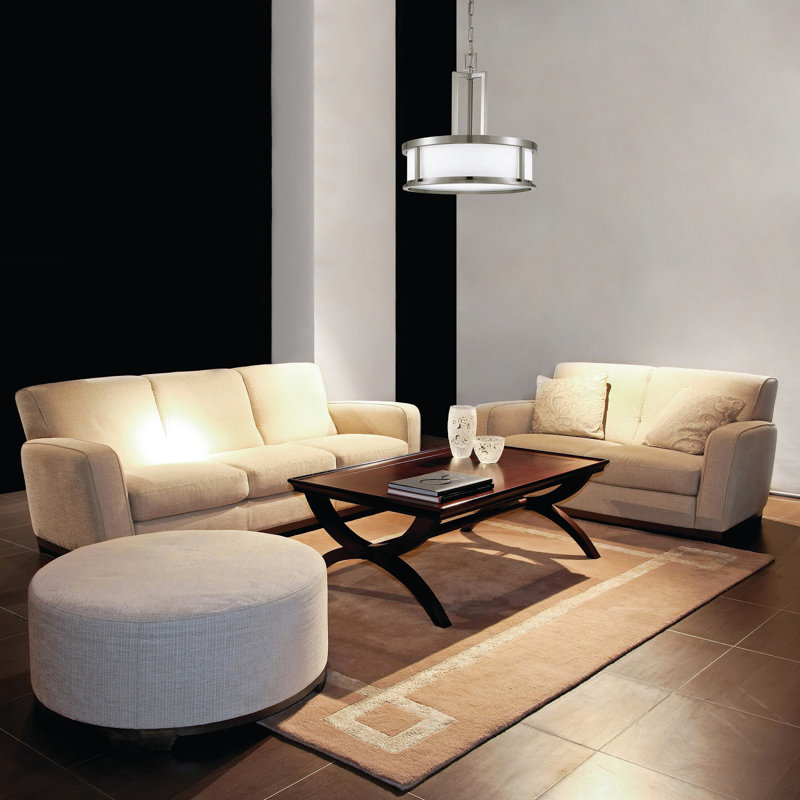 Lustre tambour 4 lumières Floyd, Non, Nickel brossé