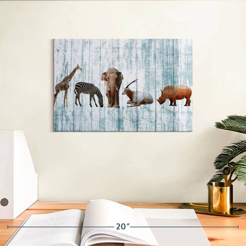 Animaux de safari en bois, H 8 po x l 12 po