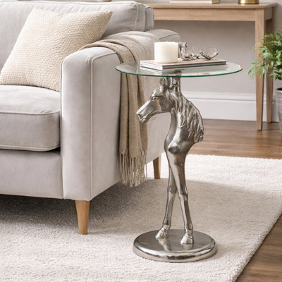 Table d'appoint équestre - plaquée nickel