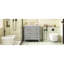 Meuble-lavabo gris rétro avec lavabo en céramique, structure en bois massif, 3 tiroirs, conception classique, solution de rangement polyvalente, structure, haute qualité, style élégant, fermeture en douceur réglable