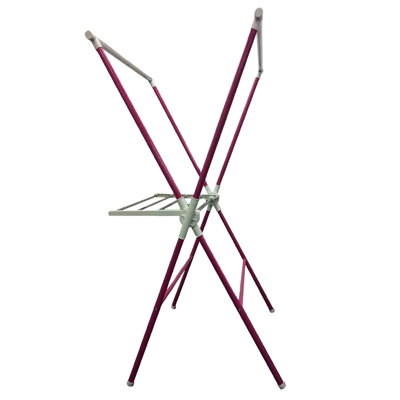 Séchoir à linge rose 51 po - Métal et plastique, rangement pratique pour support réglable à la maison, hauteur en plastique