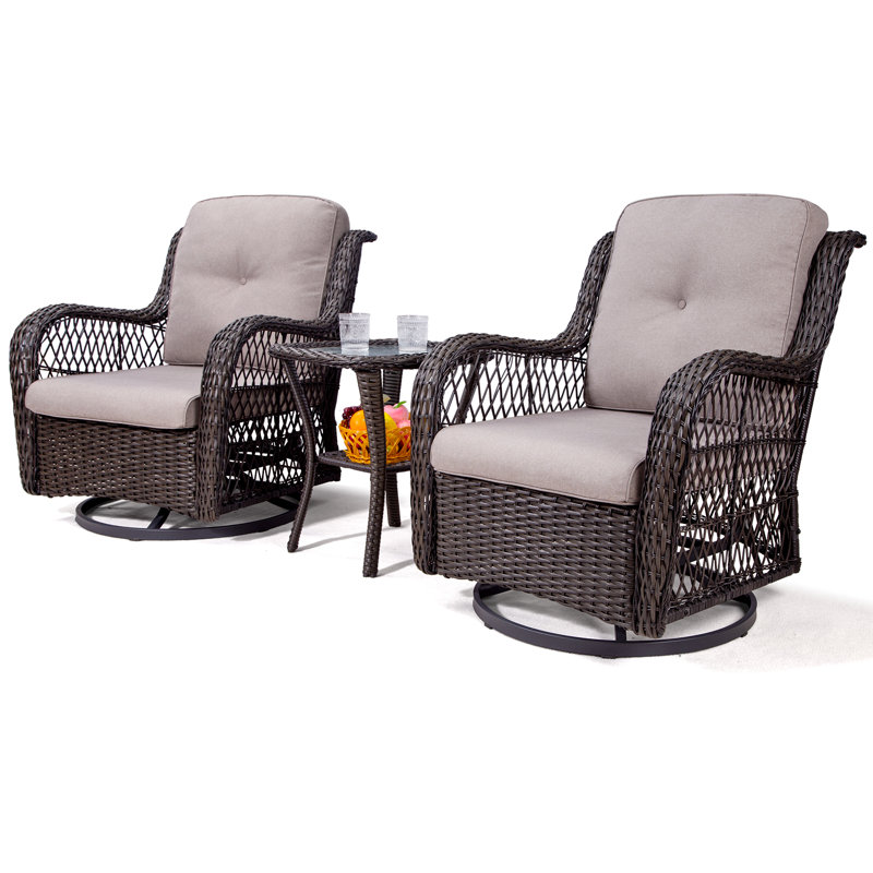 Chaise berçante pivotante avec coussins Shawen, Beige