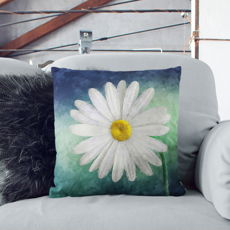 White Daisy Vol.2 Scatter Cushion, 40cm H x 40cm W x 15cm D, Black