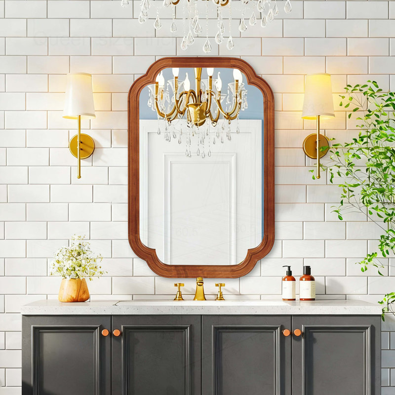 Miroir de coin 24 po x 36 po, Brun jaune