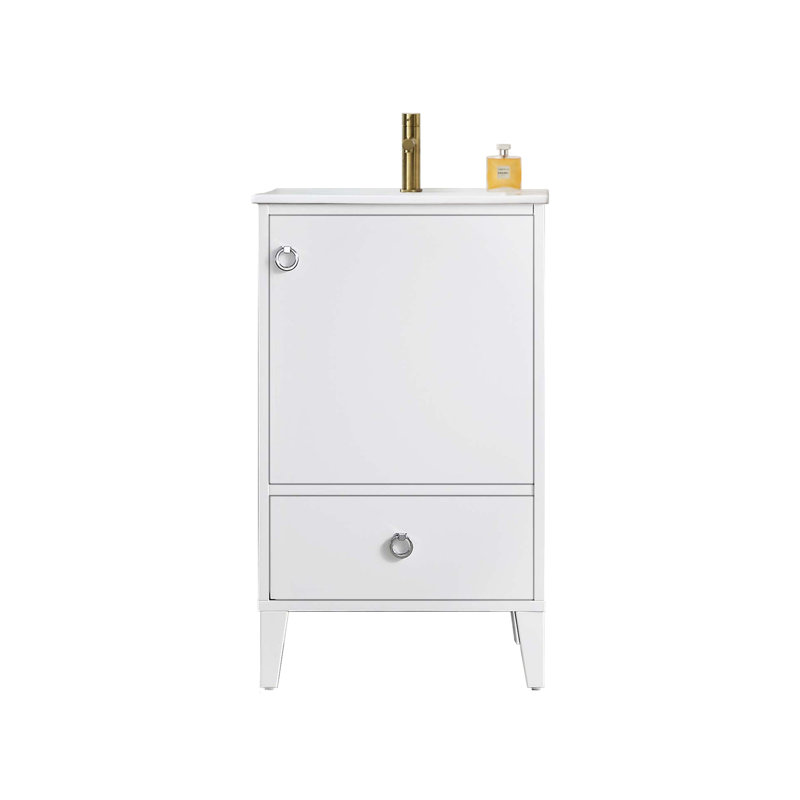 Meuble-lavabo simple 20 po avec lavabo, Blanc mat